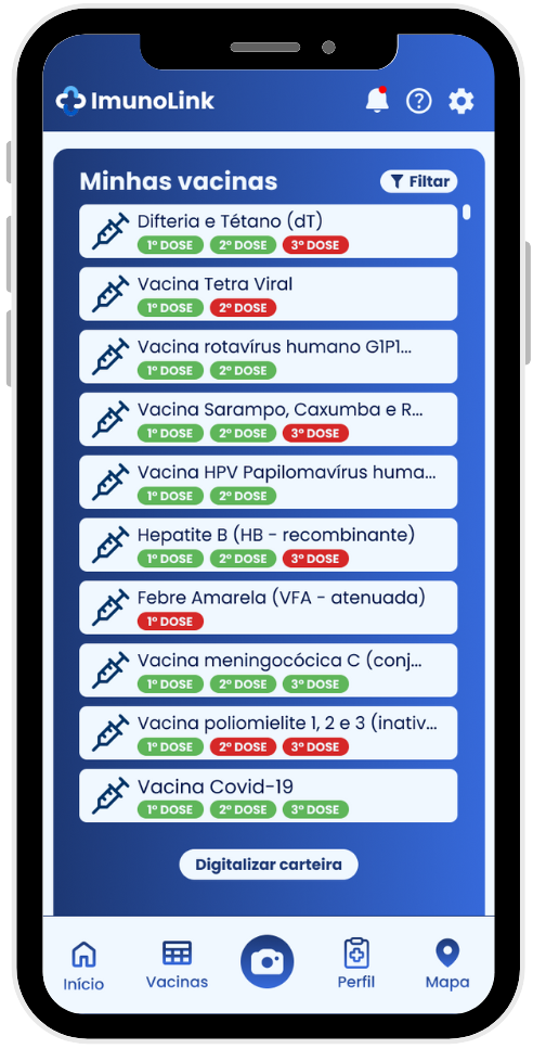 Tela do app ImunoLink